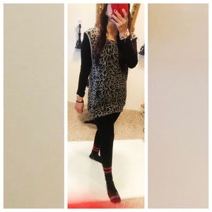 Pam & Gela Studded Leopard Grey Sweatshirt M